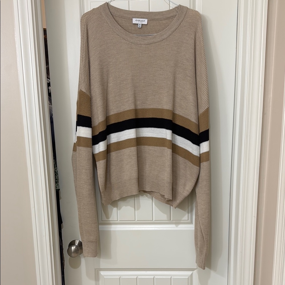 Gilli Tan and Black Striped Sweater